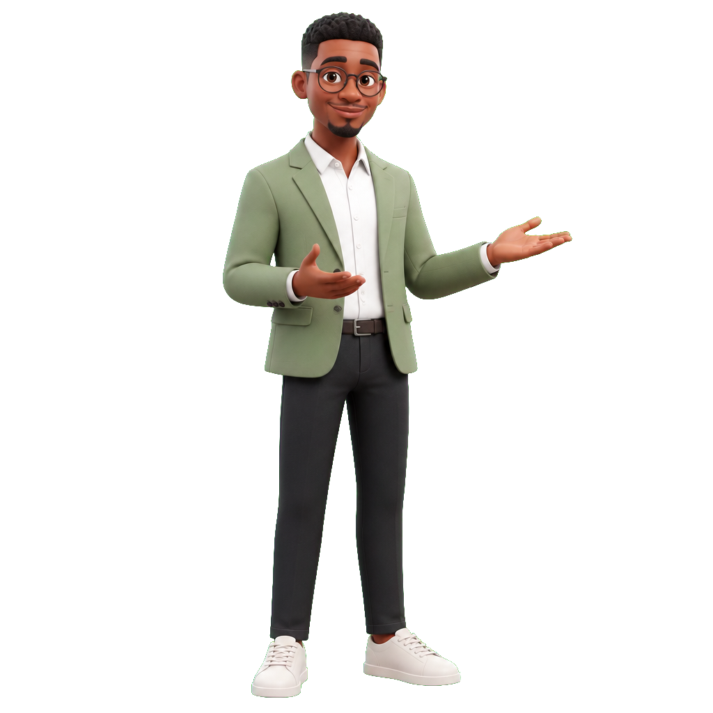 3D illustrated consultant ready to advise