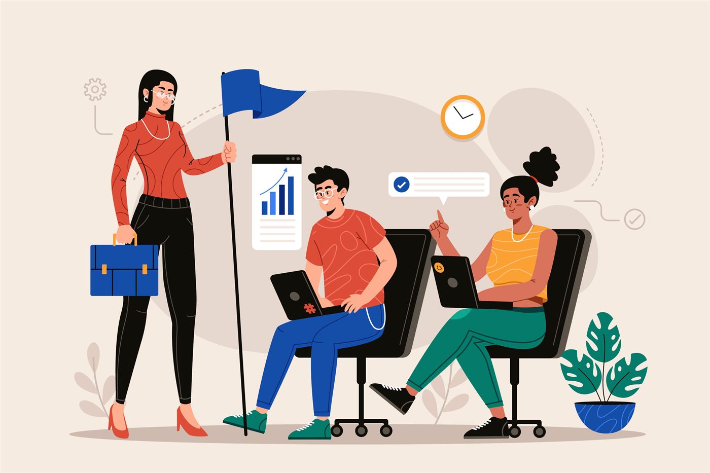 Illustration of a team mapping growth strategy