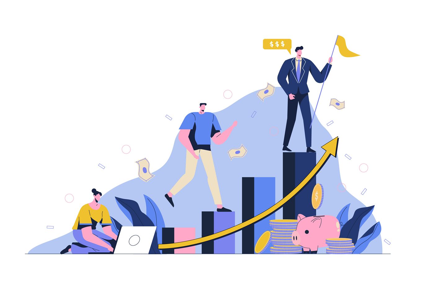 Illustration of business growth and upward momentum